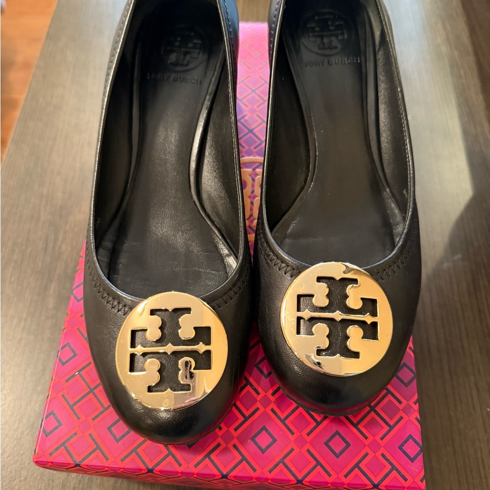 Tory Burch Black Leather Flats